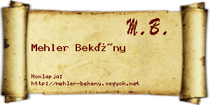 Mehler Bekény névjegykártya